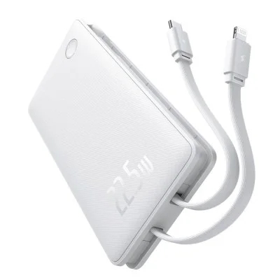Baseus Airpow Lite Power Bank 10000Mah 22.5W Dual-Cable Moon White